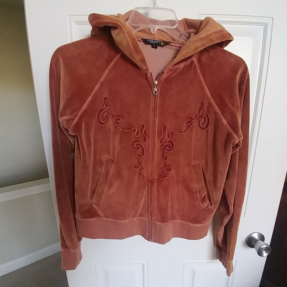 Chaudry fun hooded short jacket burnt orange large